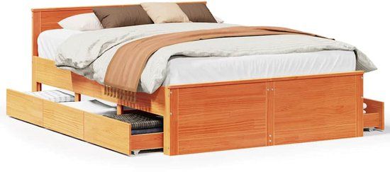 vidaXL Bedframe Hout Wasbruin 140x190 cm