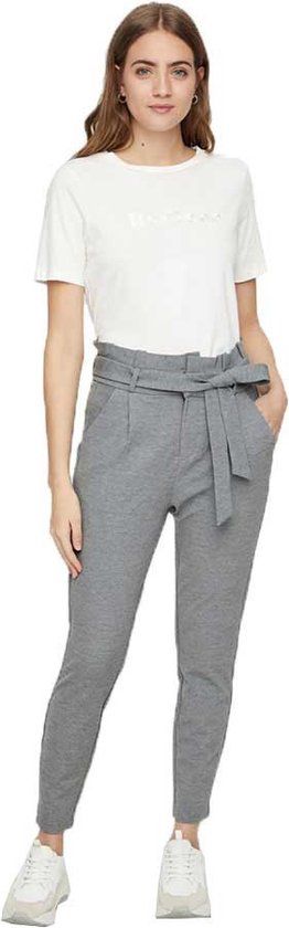 Vero Moda Loose Paperbag Broek - Dames - Medium Grey Melange - Maat M - 2023