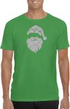 Bellatio Decorations Kerst T-shirt voor heren - Kerstman hoofd - groen - glitter zilver - Kerstkleding XL