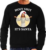 Bellatio Decorations Holy shit its Santa Foute Kerstsweater / Kerst trui zwart voor heren - Kerstkleding / Christmas outfit XXL