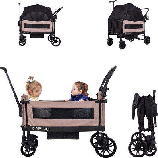 Cabino Waggie Bolderkar Opvouwbaar - Zwart / Taupe