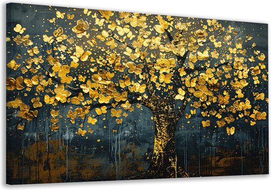 Merkloos / Sans marque Canvas Schilderij - Natuur Portret - Bladeren - 60x40 cm
