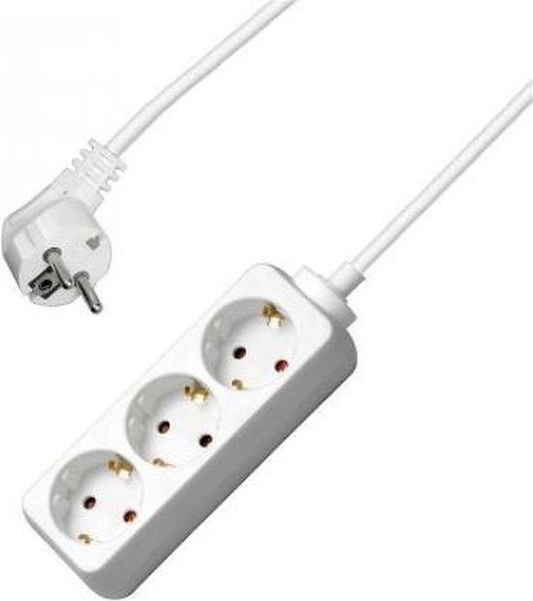 Allteq Stekkerdoos - 3-voudig - Wit - 15 meter