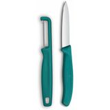 Victorinox Swiss Classic schilmesjeset met dunschiller, voor groenten en fruit, 2-delig, extra scherp lemmet, groen