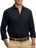 Superdry Riviera Linnen Overhemd Classic Eclipse Donkerblauw (navy) - Maat M - Heren