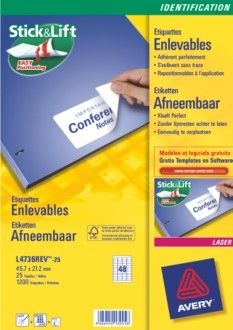Avery L4736REV-25 Printeretiketten - wit - papier - laser-technologie