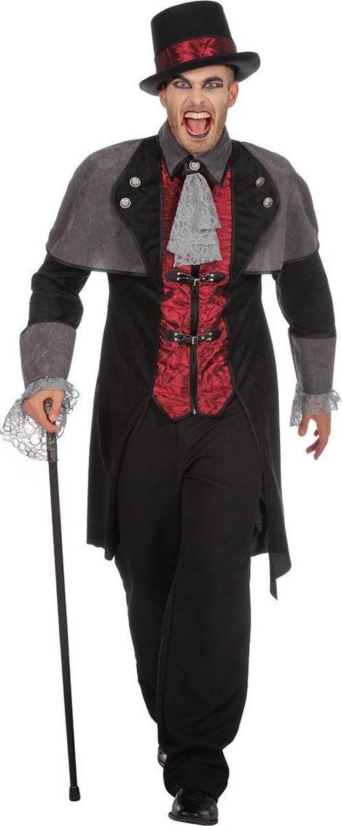 Wilbers Vampier & Dracula Kostuum | Jas Graaf Hoektand Vampier Man | Maat 58 | Halloween | Verkleedkleding