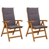 vidaXL - Ligstoelen - voor - Tuin - 2 - st - Naturel - Massief - Acacia - Hout