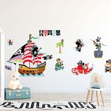 Muursticker Muursticker kinderen decoratie babykamer muursticker kinderkamer dieren piraten voor schatzerovering H60 x 90 cm
