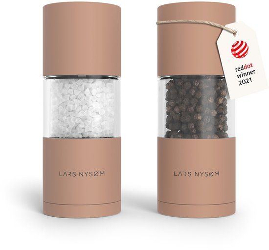 LARS NYSØM Zout- en pepermolenset met keramische molen Nude - Aluminium