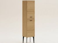 Vente-unique Staand badkamerkolom op poten - Licht naturel gestreept - H140 cm - SARONE