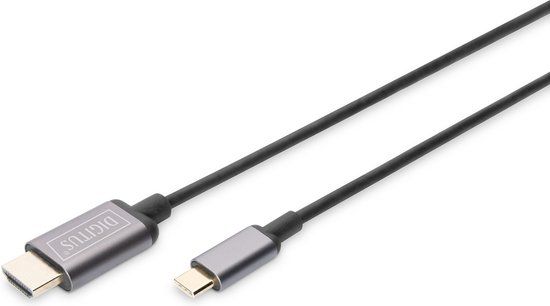 Digitus USB-C naar USB-A Adapterkabel - 1.8m - Grijs/Zwart