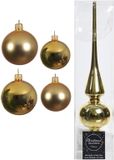 Decoris Kaemingk B.V. Compleet glazen kerstballen pakket goud glans/mat 39 stuks - 18x 4 cm en 20x 6 cm - Inclusief piek glans