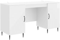 vidaXL Bureau Hoogglans Wit 142,5 x 50 x 75 cm Bewerkt hout