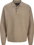 JACK & JONES Bradfort knit polo regular fit - polo pour hommes avec col polo - beige (brindle melange)