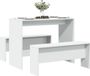 Maison Exclusive - Ensemble 3 pièces table à manger et banc blanc en bois composite