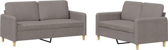 vidaXL 2-delige Loungeset met kussens stof taupe