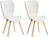 CLP Elda Set van 2 eetkamerstoelen - Zonder armleuning - Hout - wit Kunstleer