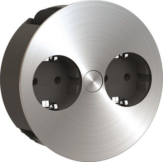 Bachmann Twist - Dubbele Contactdoos - Aanrecht - RVS, geschuurd