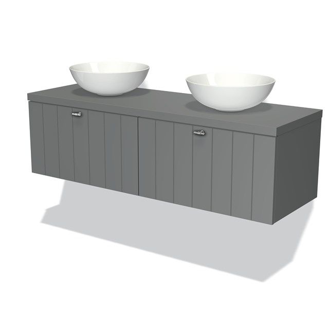 Maxaro Badkamermeubel Modulo Plato 140cm Middengrijs 2 Lades Lamel - 6095817618672