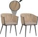 Mendler HWC Set van 2 aluminium tuinstoelen, model HWC-N38, met armleuningen, bekleed met olefin touw in crème kleur. Inclusief kussens in lichtbruin