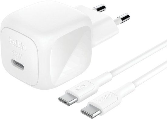 Belkin USB-C Wandlader 45 W met 1 m USB-C-naar-USB-C Kabel – Universeel - Wit