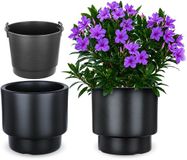 KADAX Bloempot met binnenpot, plastic sierpot vorstbestendig voor bloemen en planten, staand antraciet 47x44cm