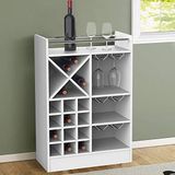 BAKAJI Hoekkast, bar, kelder, wijnflessen, sterke drank, houten structuur, kelder met bovenste plank, 20-zits, flessenhouder en 3 planken, bekerhouder van metaal (wit)