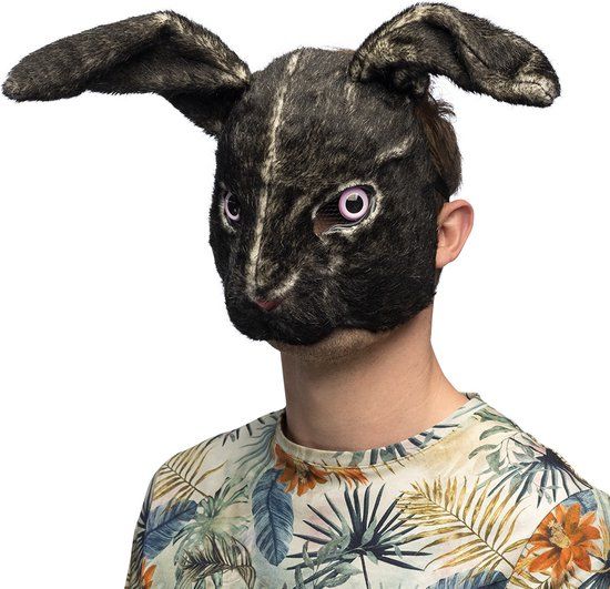 Boland - Pluche masker Zwart konijn - Volwassenen
