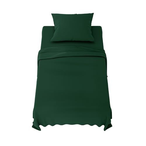 Dreamzie beddengoedset 90x190 cm - 3-delig microvezel - hoeslaken 90x190 cm - eenpersoons onderlaken 70x260 cm - 1 kussensloop 65x65 - Oeko Tex gecertificeerd - groen