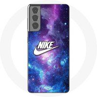 Nike Hoesje voor Samsung Galaxy S21 Nike Logo Wit Gekleurde Ruimte Maniacase