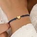 Bracelet cordon personnalisé - Bleu - Petit cœur doré