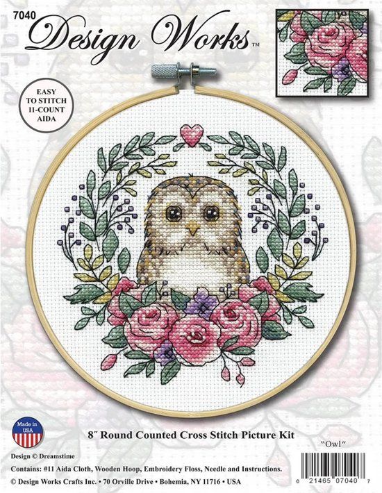 Design Work Crafts Borduurset Uil 20 cm - Volwassenen