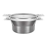 Castey steelpan van roestvrij staal met deksel, 3-laags, 20 cm, 2 l