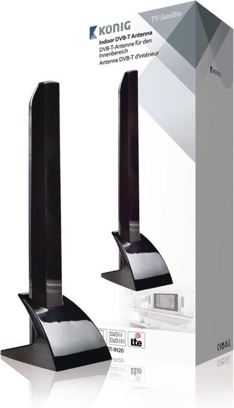 König KNT-DVBT-IN20 DVB-T/T2 - DAB+ Binnen Antenne - Zwart