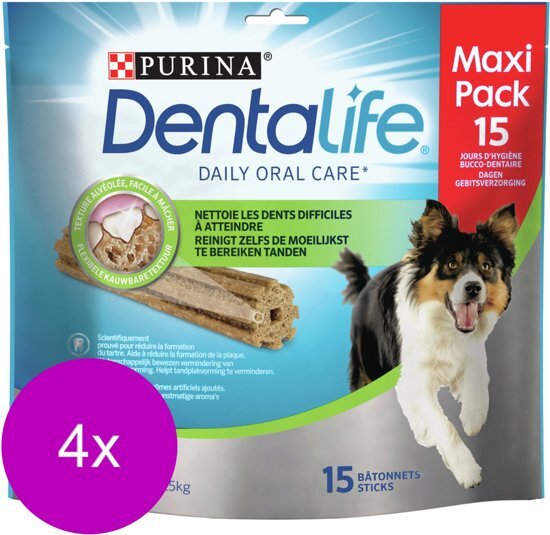 Purina Dentalife Daily Oral Care - Hondensnacks - 4 x 345 g 15 stuks Multipack Medium