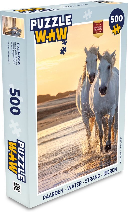 MuchoWow Puzzel Paarden - Water - Strand - Dieren - Legpuzzel - Puzzel 500 stukjes - Sinterklaas cadeautjes - Sinterklaas voor grote kinderen