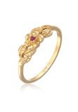 Elli - Ring - Dames Bloem Gebloemd met Synthetische Robijn in 925 sterling zilver verguld - Dames