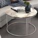 en.casa Salontafel Aulum rond 50x70 cm marmer wit en zilverkleurig