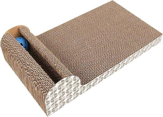 Intirilife Interactieve Krabplank Kattenspeelgoed - Bruin Golfkarton - 45.5 x 24.5 x 10.5 cm