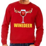 Bellatio Decorations Foute kersttrui - Winedeer print - rood - voor heren - lange mouwen - sweater - wijn - Kersttruien L