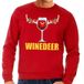 Bellatio Decorations Foute kersttrui - Winedeer print - rood - voor heren - lange mouwen - sweater - wijn - Kersttruien L