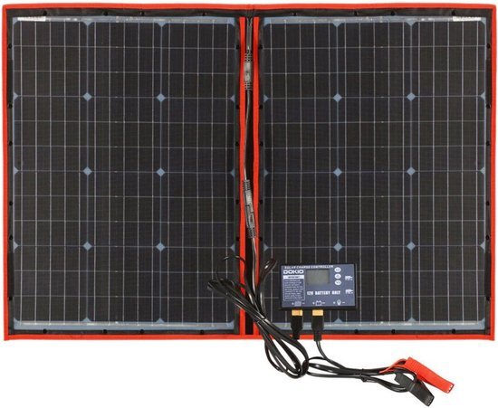 Dokio Dokio® Zonnepaneel - Zonnepanelen compleet pakket - Solar Generator - Flexibele zonnepaneel - Draagbare Powerbank - 100W - Opvouwbaar - Zwart/Rood