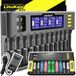 Retoo chargeur de batterie pour AA, AAA, 9V Ni-MH/Ni-CD, Li-ion 3,70V/3,80V, LiFePO4 3,20V, 12-baies de chargement, chargeur de batterie rapide universel avec écran LCD, batteries rechargeables, noir