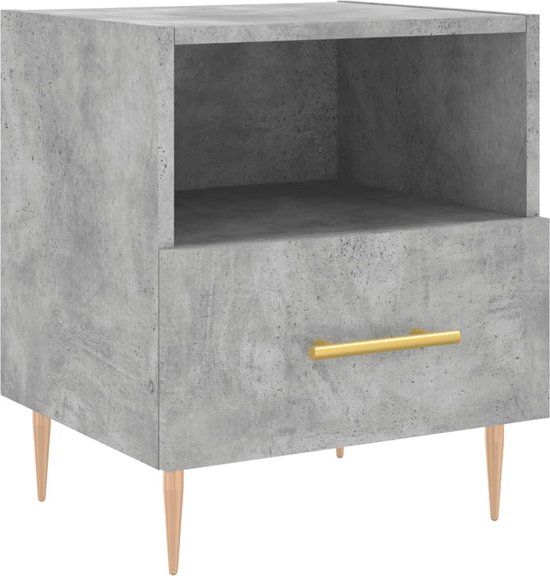 vidaXL Nachtkastje - 40x35x47,5 cm - Bewerkt Hout - Betongrijs