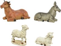 Decoris Bellatio decorations Kerststal figuren - dieren - 4x - 12 cm - polystone dieren / kerststal dierenbeeldjes