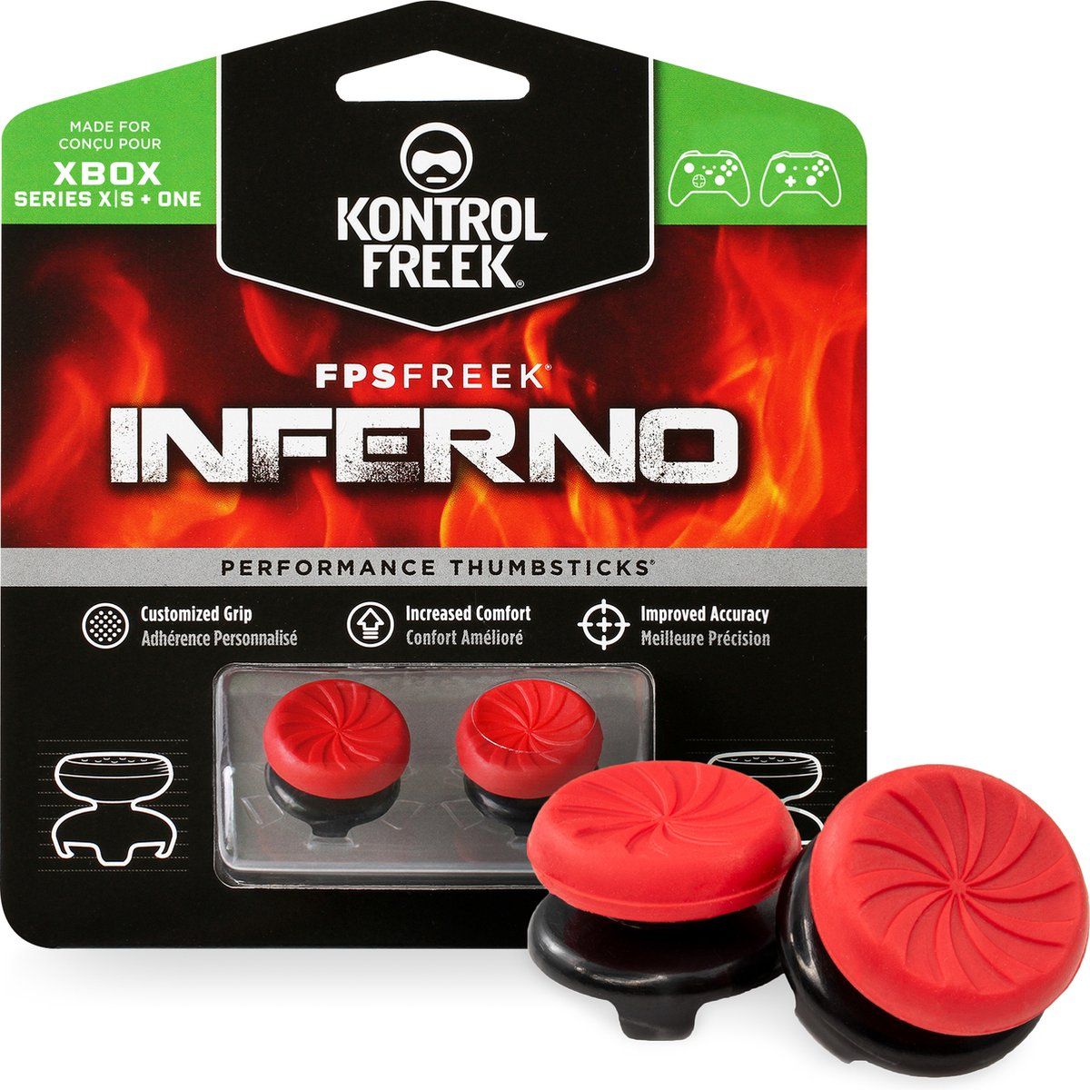 KontrolFreek FPS Freek Inferno Thumbsticks - Xbox Series X|S & Xbox One - Rood/Zwart