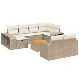 vidaXL 11-delige loungeset met kussens polyrattan beige