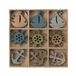 GLOREX 6 1860 195 - Maritieme houten set, 18 stukken met zeilschip, scheepsroer en anker, ca. 4 cm, voor creatieve, nautische knutsel- en decoratie-ideeën