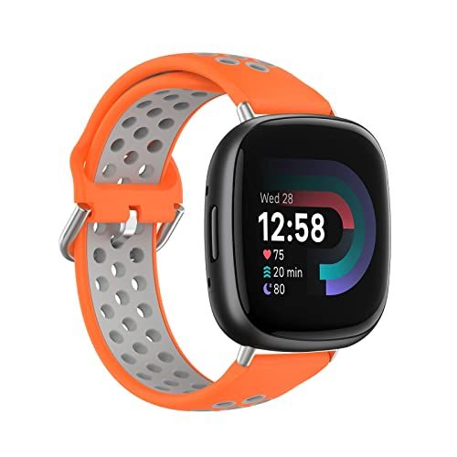 By Qubix Qubix Sport editie band compatibel met Fitbit Versa 3 & 4 / Sense 1 & 2 - Large - Oranje + grijs